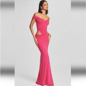 Retrofete Giada Dress in Fuchsia Pink Size Medium NWT Off the Shoulders Cutout